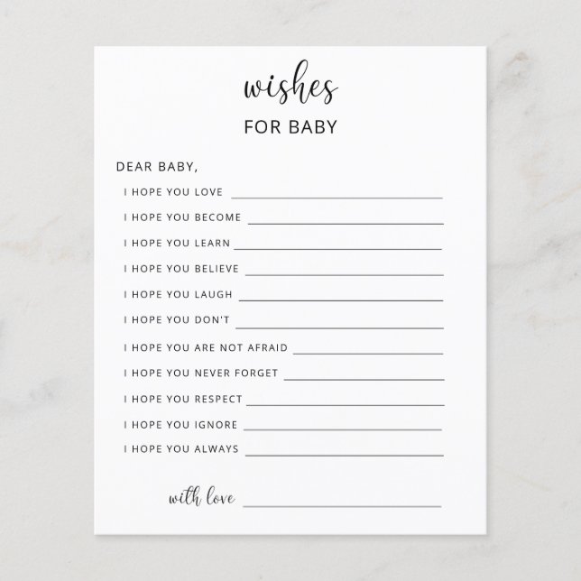 Party game | wishes for baby (Front)