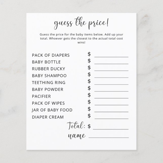 Party games | Price Guess Game (Front)