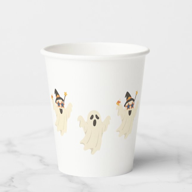 Party Ghost – Fun Halloween Vibes Paper Cups (Front)