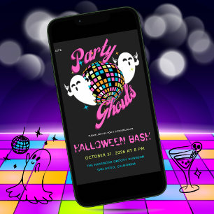 Party Ghouls Retro Halloween Ghosts Invitation