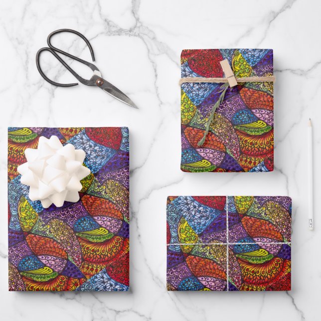 Party Gift Wrap Paper Sheets - Groovy (Front)