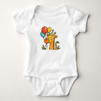 Party Giraffe Baby Tee with Balloons & Giggles