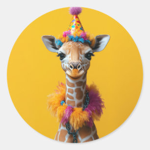 Party Giraffe Extravaganza Classic Round Sticker