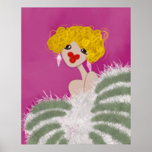 Party Girl Dancing Pink Glam Fashion Art Poster