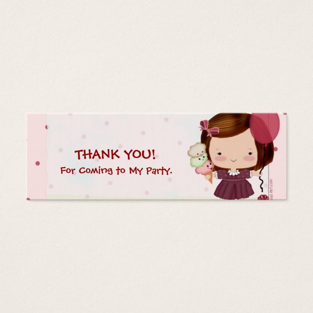 Party Girl  Favour Tags (Front)