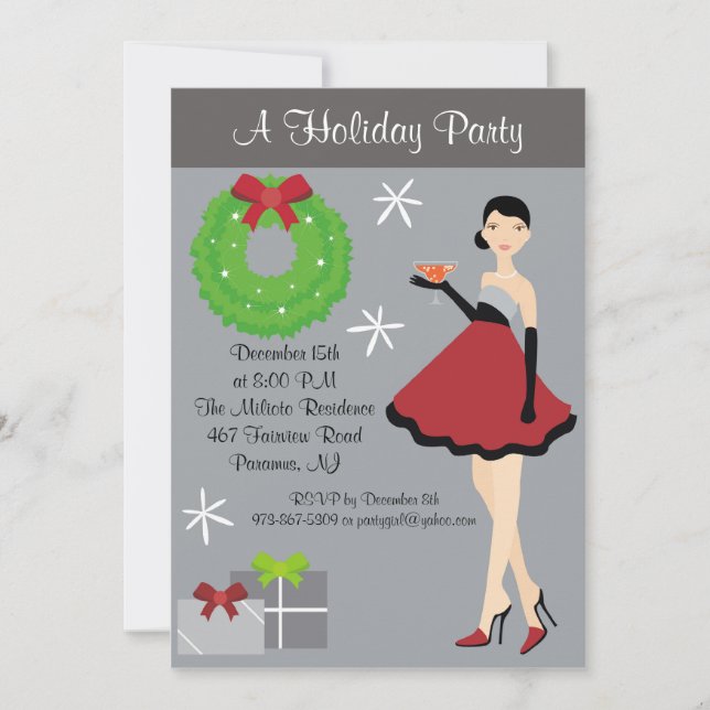 Party Girl Holiday Party Invitation (Front)