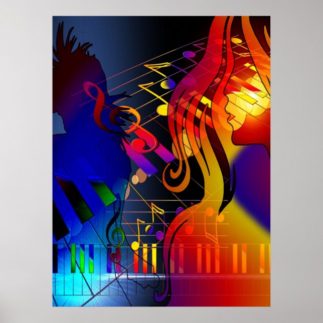Party Girl With Music Blacklight Poster (Front)