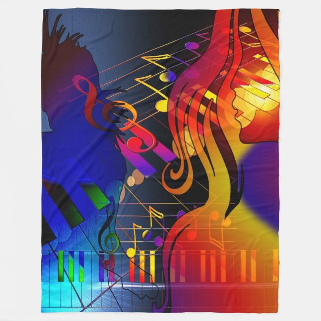 Party Girl With Music Fleece Blanket (Front)