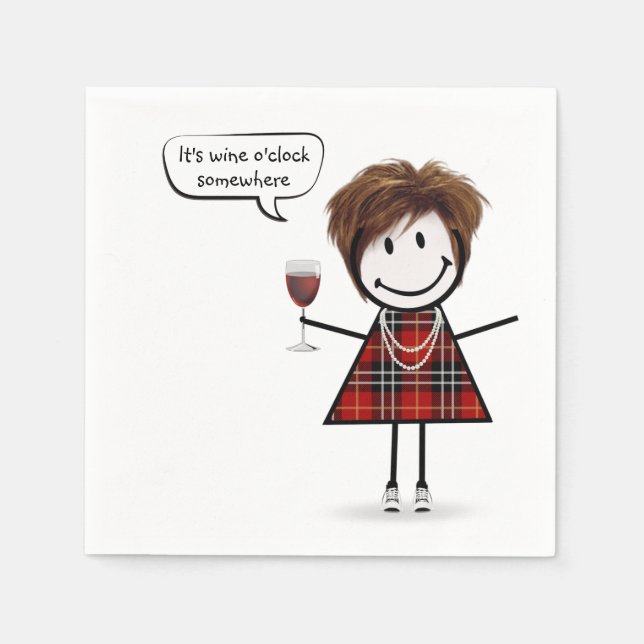 Party Girl with Red Wine  Napkin (Front)