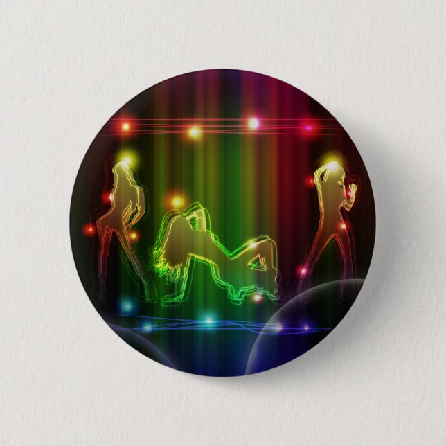 Party Girls Modern Trendy Neon Lights 6 Cm Round Badge (Front)