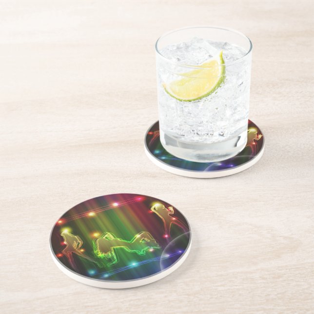 Party Girls Modern Trendy Neon Lights Coaster (Side)