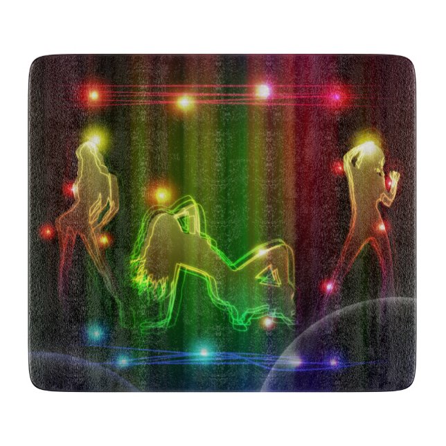 Party Girls Modern Trendy Neon Lights Cutting Board (Front)