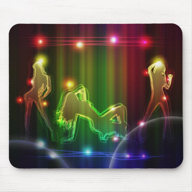 Party Girls Modern Trendy Neon Lights Mouse Mat (Front)