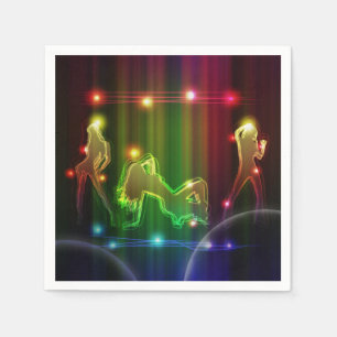 Party Girls Modern Trendy Neon Lights Napkin