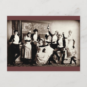 Party Girls Vintage Print Postcard