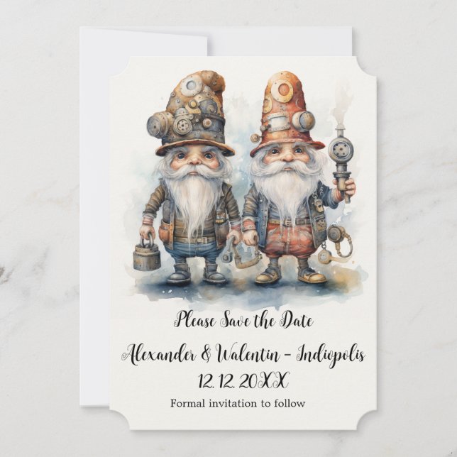 Party Gnomes Save the date Invitation (Front)