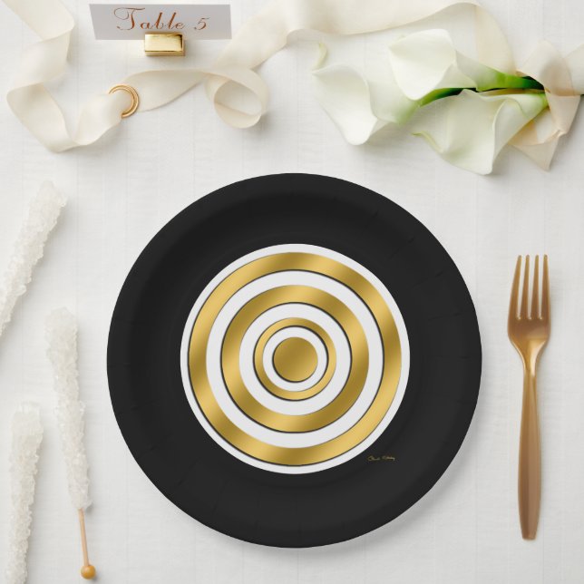 Party Gold Black Paper Bowls Paper Plate (Wedding)