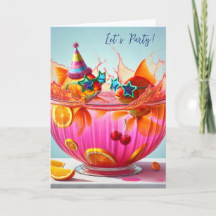 Party Goldfish In a Birthday Punch Bowl Card