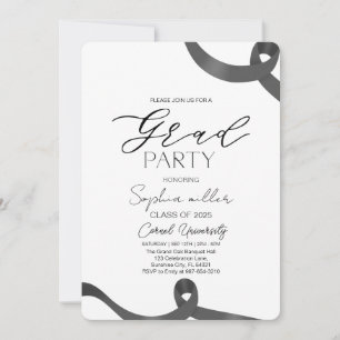 party Graduation,Minimalist black and white  Invitation