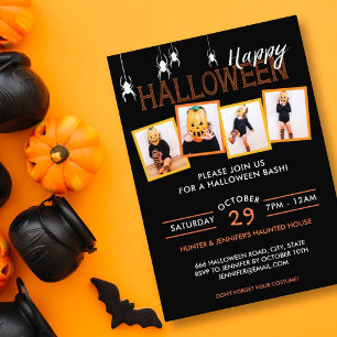 Party Halloween 4 Photo Spiders   Party Invite