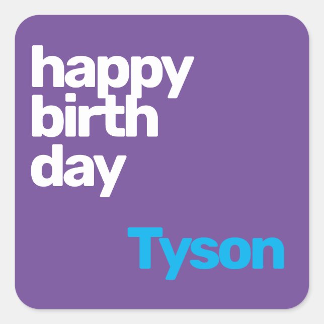 party happy birthday minimal purple square sticker (Front)