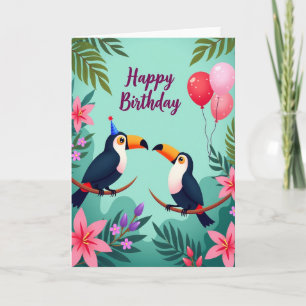Party Hat Birds Birthday Card