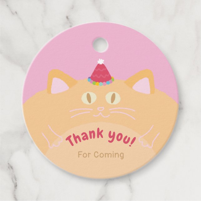 Party Hat Cat Favour Tags (Front)
