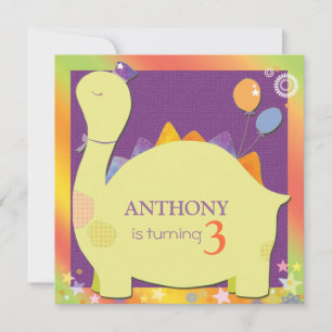 Party Hat Dinosaur Cute Kid's Birthday Party Invitation