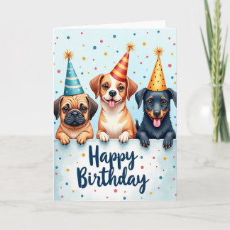 Party Hat Dogs Birthday Card