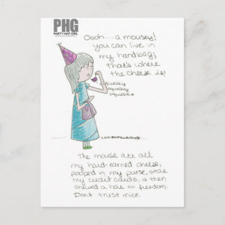Party Hat Girl--Mousey Postcard