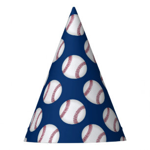 Party Hat with baseballs on blue