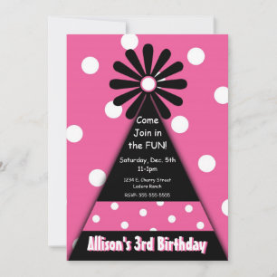 Party Hat with Pink Polka Dots Invitation