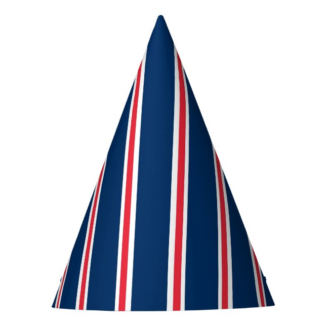 Party Hat with red, white and blue stripes (Front)