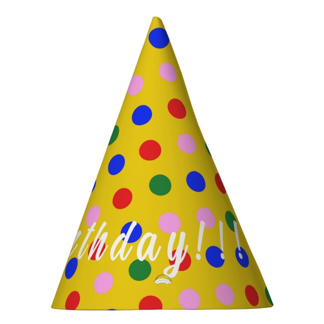 Party Hat_yellow with colourful dots, editable tex Hat (Right)