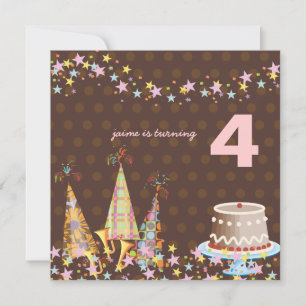 Party hats, Children Birthday Party Invitation
