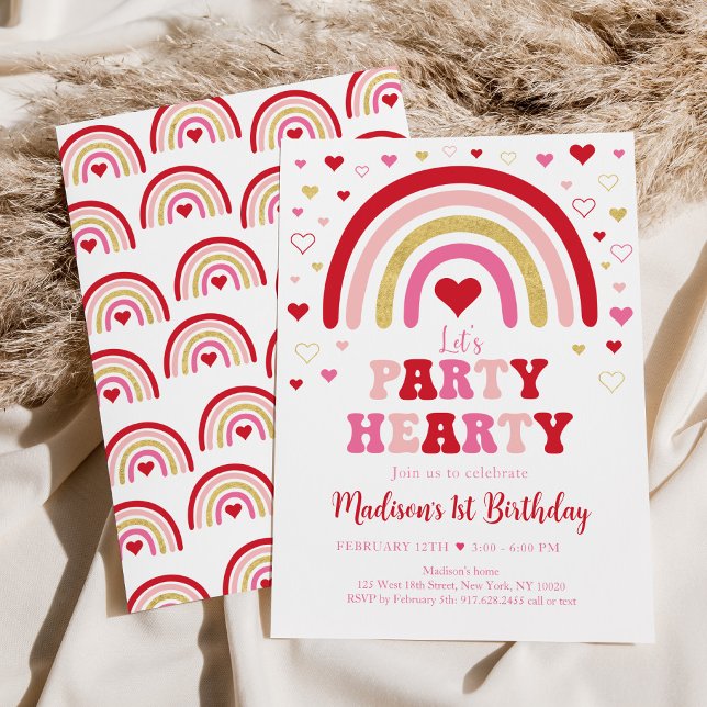 Party Hearty Boho Rainbow Valentine Birthday Invitation (Creator Uploaded)