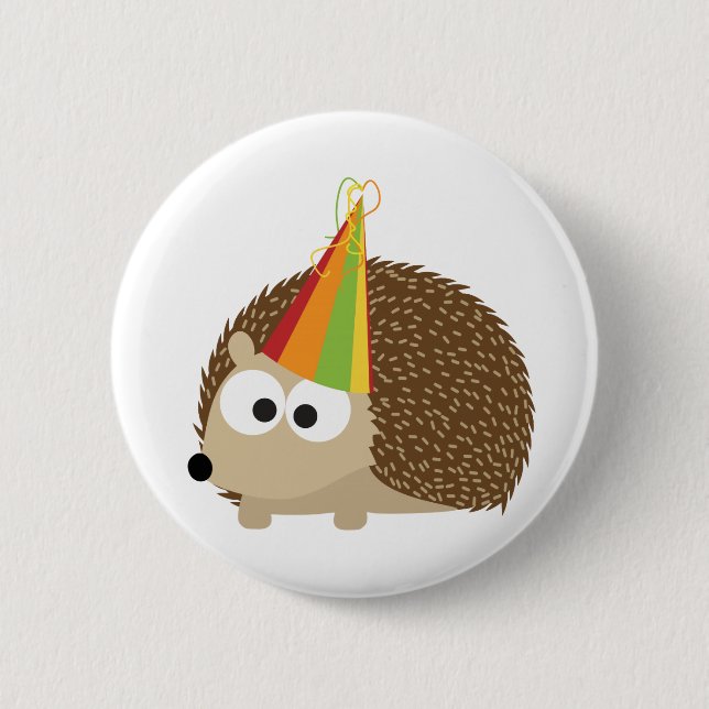 Party hedgehog 6 cm round badge (Front)