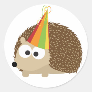 Party hedgehog classic round sticker
