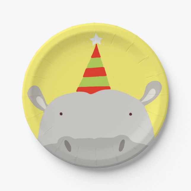 Party Hippo Paper Plate (Front)