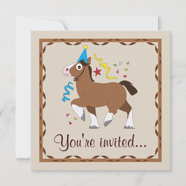 Party Horse Birthday Party Invitation (Front)