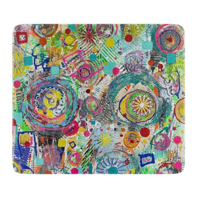 Party in a Box 6 x 7 Deco Glass Cutting Board (Front)