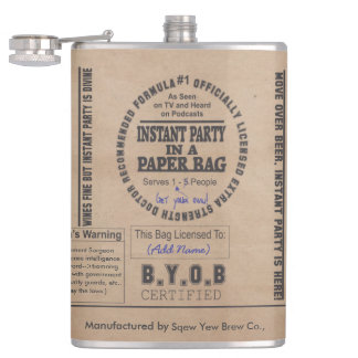 Party In A Paper Bag Customisable Hip Flask