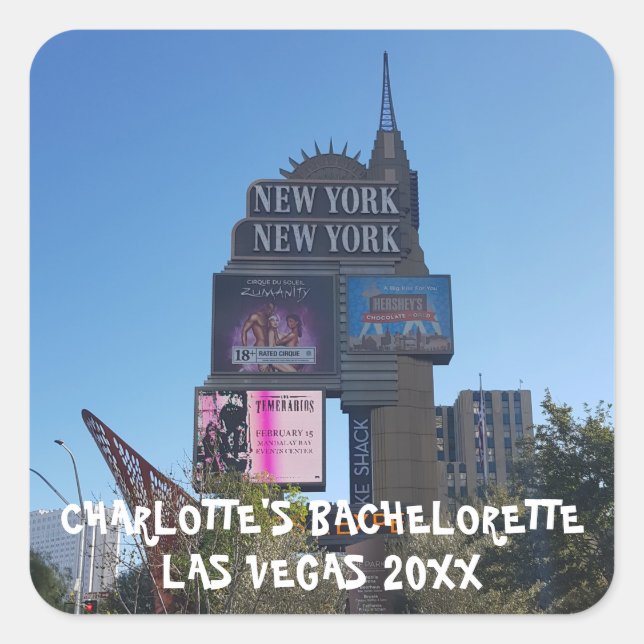 Party In Las Vegas | Bachelorette Name And Photo Square Sticker (Front)