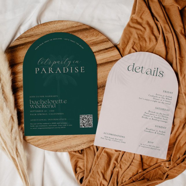 Party in Paradise | Modern Bachelorette Weekend  Invitation (Creator Uploaded)