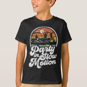 Party In Slow Motion Retro Funny Pontoon Boat Boat T-Shirt
