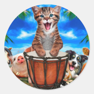 Party in the farm classic round sticker