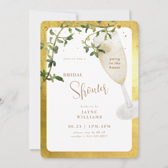 Party in the House Champagne Bridal Shower Invitation (Front)