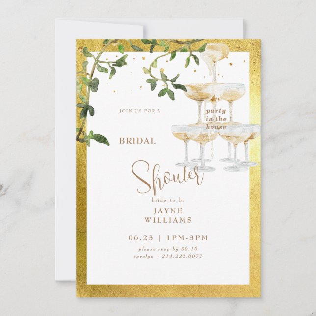 Party in the House Champagne Tower 2 Bridal Shower Invitation (Front)