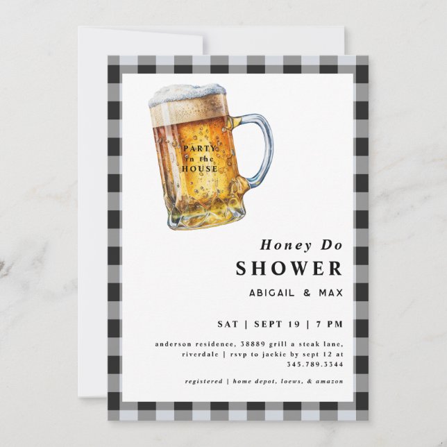 Party in the House Honey Do Couples Wedding Shower Invitation (Front)