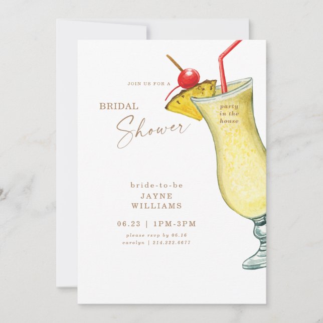 Party in the House Pina Colada Bridal Shower Invitation (Front)
